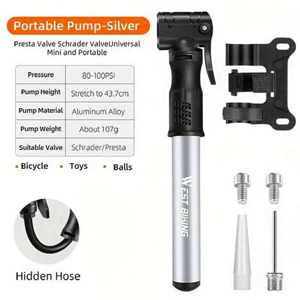 Portable Bicycle Pump Mini Inflatable Tube Pump Tire Inflator for Bike Cycling