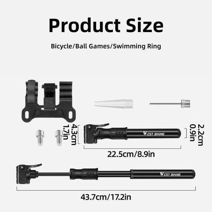 Portable Bicycle Pump Mini Inflatable Tube Pump Tire Inflator for Bike Cycling