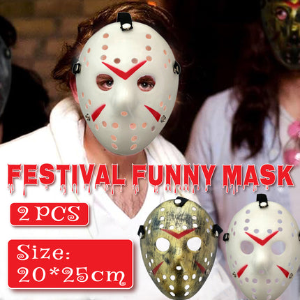 2pcs Horror Hockey Style Mask Halloween Costume Party Scary Face Cover