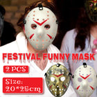 2pcs Horror Hockey Style Mask Halloween Costume Party Scary Face Cover