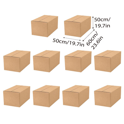 10pcs Thick Carton Box 60x50x50cm Heavy Duty Packing Box for Shipping Storage