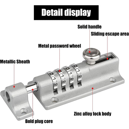 Waterproof Cipher Door Lock Heavy Duty Bolt Outdoor Security Anti Theft Catch