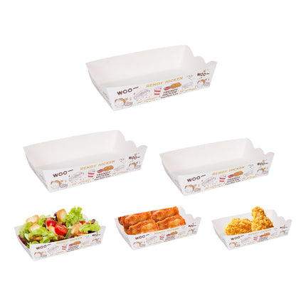 100pcs Paper Food Trays Large Disposable Boats for Hot Dog Taco Nacho Party Use