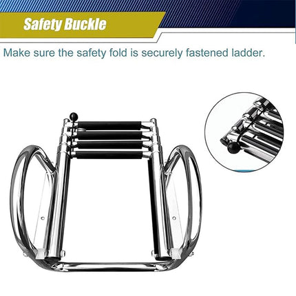 Marine Folding Ladder Yacht Telescopic Step Ladder with Arched Handrail for Boat