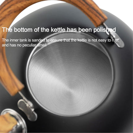 2.5L Matte Black Whistling Kettle Foldable Handle Stainless Steel Gas Electric