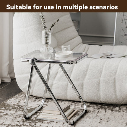 Foldable Transparent Small Coffee Table for Living Room Bedroom Space Saving