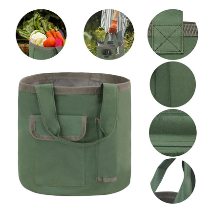 Waterproof Green Canvas Tool Storage Bag Portable Garden Bucket Organizer Use