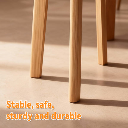 Solid Wood Square Stool Stackable Seat for Dining Desk Makeup Living Room