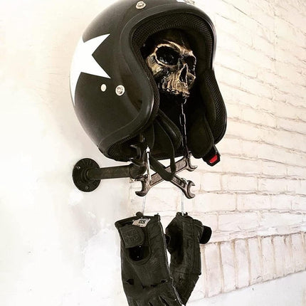 Motorbike Helmet Holder Wall Mount Helmet Rack Helmet Stand Skull Head Holder