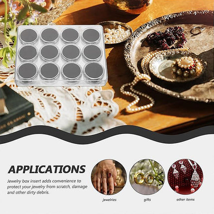 Transparent Round Gemstone Display Box Organizer Case with Lid Storage Packaging