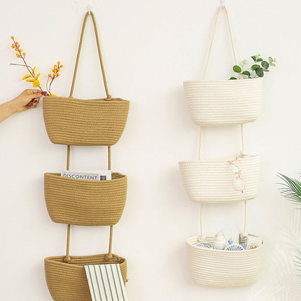 3 Layer Wall Mounted Storage Basket Hanging Organizer Rack for Household Items