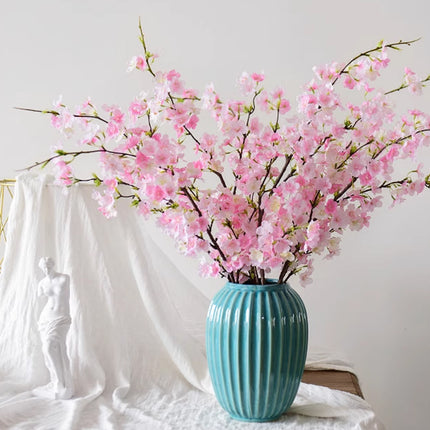 6PCS Artificial 4-Prong Cherry Blossom Branches Decorative for Home Vase Party