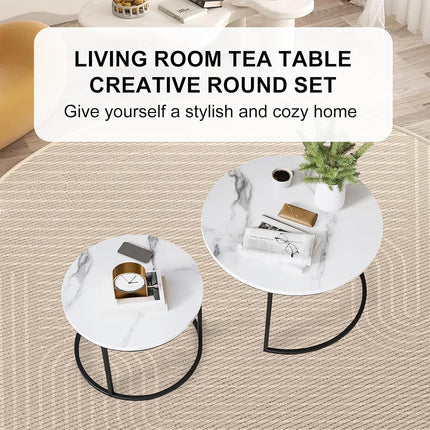 Round Tea Table Living Room Rock Plate for Home Coffee Table Modern Decor