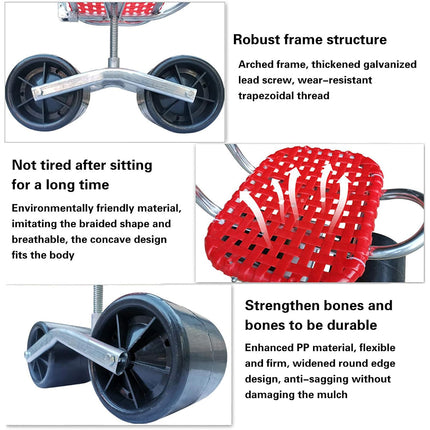 Greenhouse Garden Mobile Wheeled Stool Sturdy Durable Non Slip Seat Easy to Move