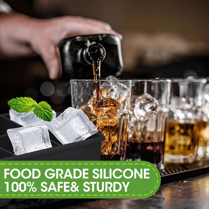 Large Silicone Ice Cube Tray Food Grade Mould for Whiskey Block Maker Kitchen