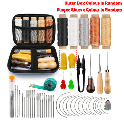 33Pcs DIY Leather Craft Hand Tools Kit Stitching Sewing Stamping Carve Work Set