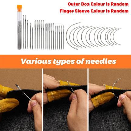 33Pcs DIY Leather Craft Hand Tools Kit Stitching Sewing Stamping Carve Work Set