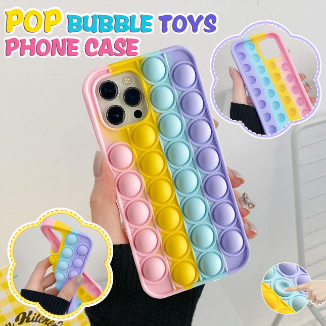 Rainbow Pop Fidget Toys Push It Bubble Phone Case For iPhone 7 8 Plus X XR 11 12 Pro Max - Aimall