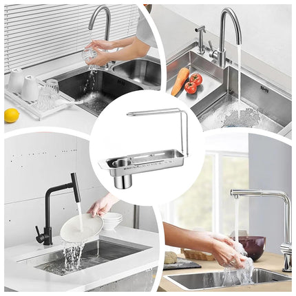 Retractable Kitchen Sink Draining Rack Water Filter Basket Storage Shelf Home