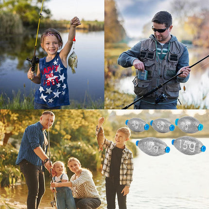 Egg Shaped Fishing Lead Sinker Plastic Core Raft Pole Weight Tackle Accessories