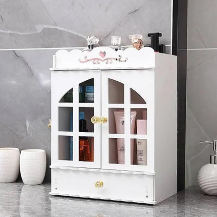 Bathroom Wall-Mounted Storage Cabinet with No-Drill Transparent Doors