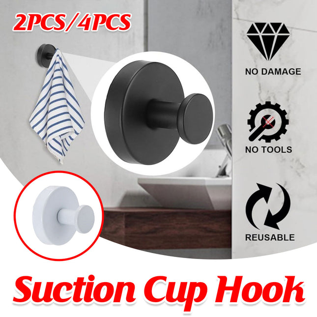 2/4PCS Suction Cup Hook Wall Vacuum Hanger No Drill Coat Hat Holder for Bathroom