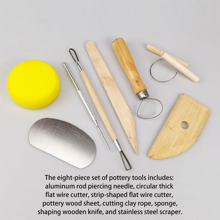 8 Pcs Pottery Sculpting Carving Tool Set with Grey and Yellow Bag
