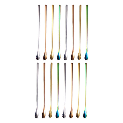 16PCS Stainless Steel Stirring Spoons 192mm Long Multi Colour Set for Drinks Use