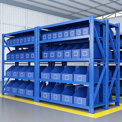 Slanted Storage Bin 5PCS Blue Corrugated PP 4 Sizes for Garage Warehouse Shelf