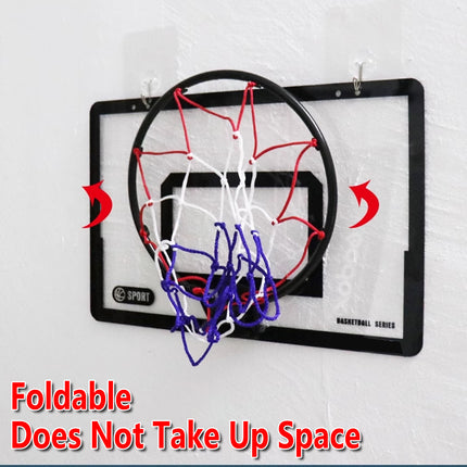 Wall Mounted Foldable Basketball Stand Indoor Outdoor Hoop Frame for Young Players
