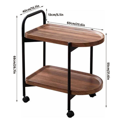 Living Room Sofa Side Table Basic Model Movable Tea Trolley Shelf with Roller