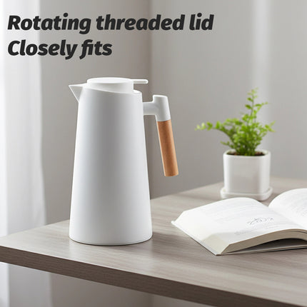1000ml Glass Liner Vacuum Insulated Coffee Pot with Wooden Handle