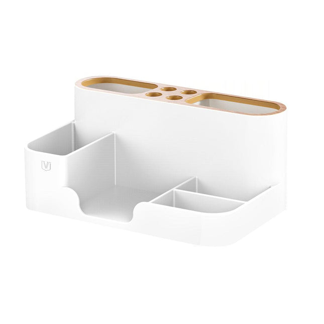 Office Organizer Pen Holder with Slots for Pens Phone Cards Remote Sticky Notes