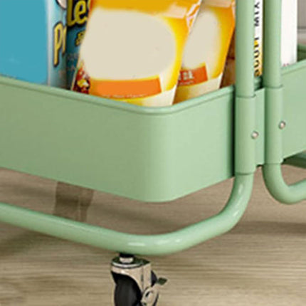 2 Tier Trolley Cart Storage Utility Rack Swivel Shelf Organizer Green White