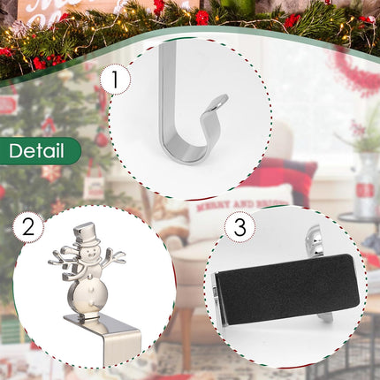 4 Pcs Christmas Stocking Hanger Fireplace Clip Metal Holder Hooks Xmas Tools