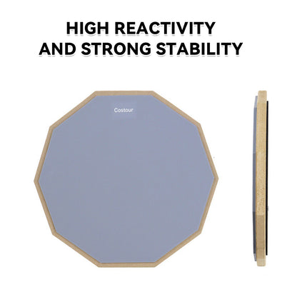 Drum Practice Pad Set 12 inch Maple Drumsticks Portable Carry Bag 3 Piece