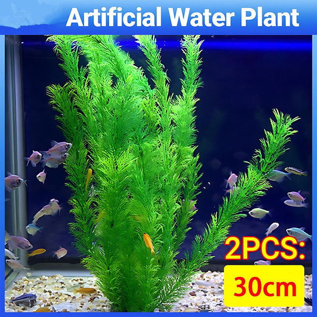 2Pcs Artificial Fake Plastic Water Grass Plants For Fish Tank Aquarium Decor