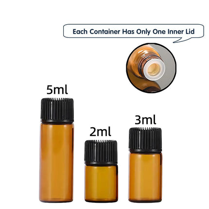 5pcs 2ml-5ml Amber Glass Orifice Reducer Bottles Sample Vial Dram Essential Oils