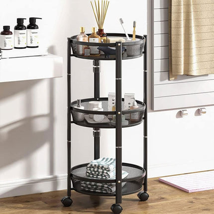 Foldable 3 Tier Rolling Cart Metal Vegetable Storage Basket Organizer Trolley