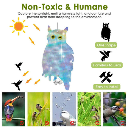 Reflective Owl Bird Deterrent Hanging Garden Yard Pest Control Outdoor