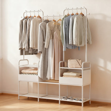 Simple Clothes Rack Steel Frame Non-Woven Fabric Durable for Bedroom Storage Use