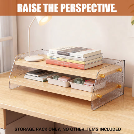 Double Layer Acrylic Desktop Organiser Stable Clear for Desk Monitor Riser Use