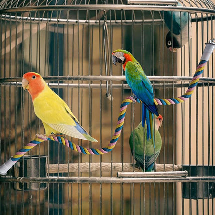 U Shaped Parrot Cotton Rope Climbing Toy Perch Stand for Bird Cage
