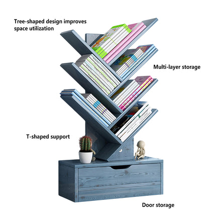 Bookshelf Display Shelf Book Storage Rack Wood Bookcase Drawer Durable Aesthetic