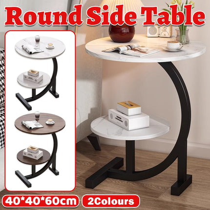 Round Side Table Small End Table Nightstand with Shelf for Living Room Bedroom