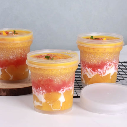 50pcs Dessert Packing Boxes 300ml 500ml Clear Takeout Cup Containers for Cake