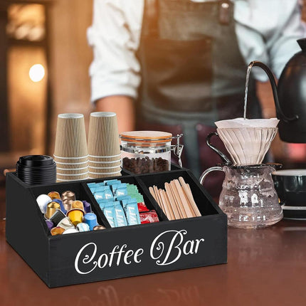 Wooden Coffee Capsule Storage Box Desktop Tea Bag Rack Organizer for Counter