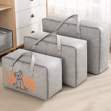 2pcs Cartoon Bear Luggage Organizer Storage Bags Blanket Quilt Closet Box Set