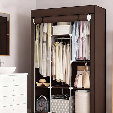 Simple Wardrobe With Shoe Rack Non Woven Fabric Foldable For Home Bedroom
