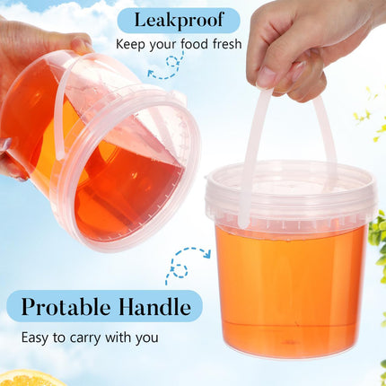 20PCS Food-safe Plastic Sealed Containers 750/1500ml with Lids Transparent